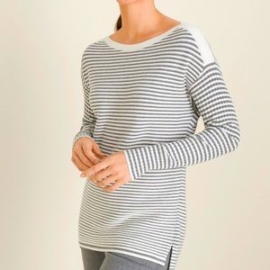 Chico’s cotton-cashmere blend Bateau neck ribbed sweater